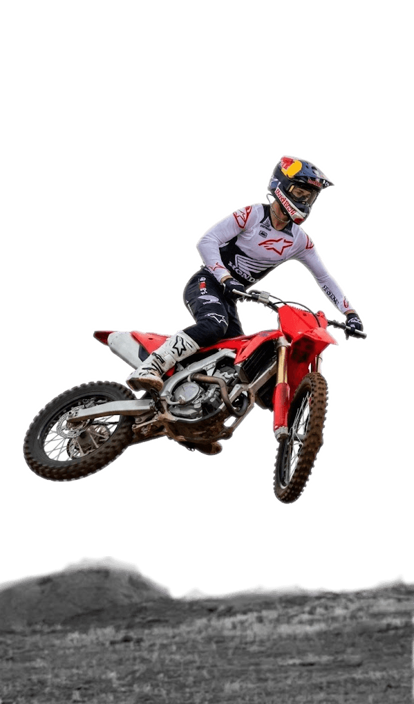Piloto de motocross saltando con una Honda CRF250R